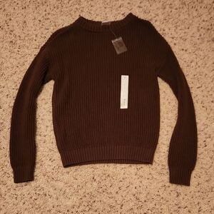 Kids Brown Ribbed Sweater